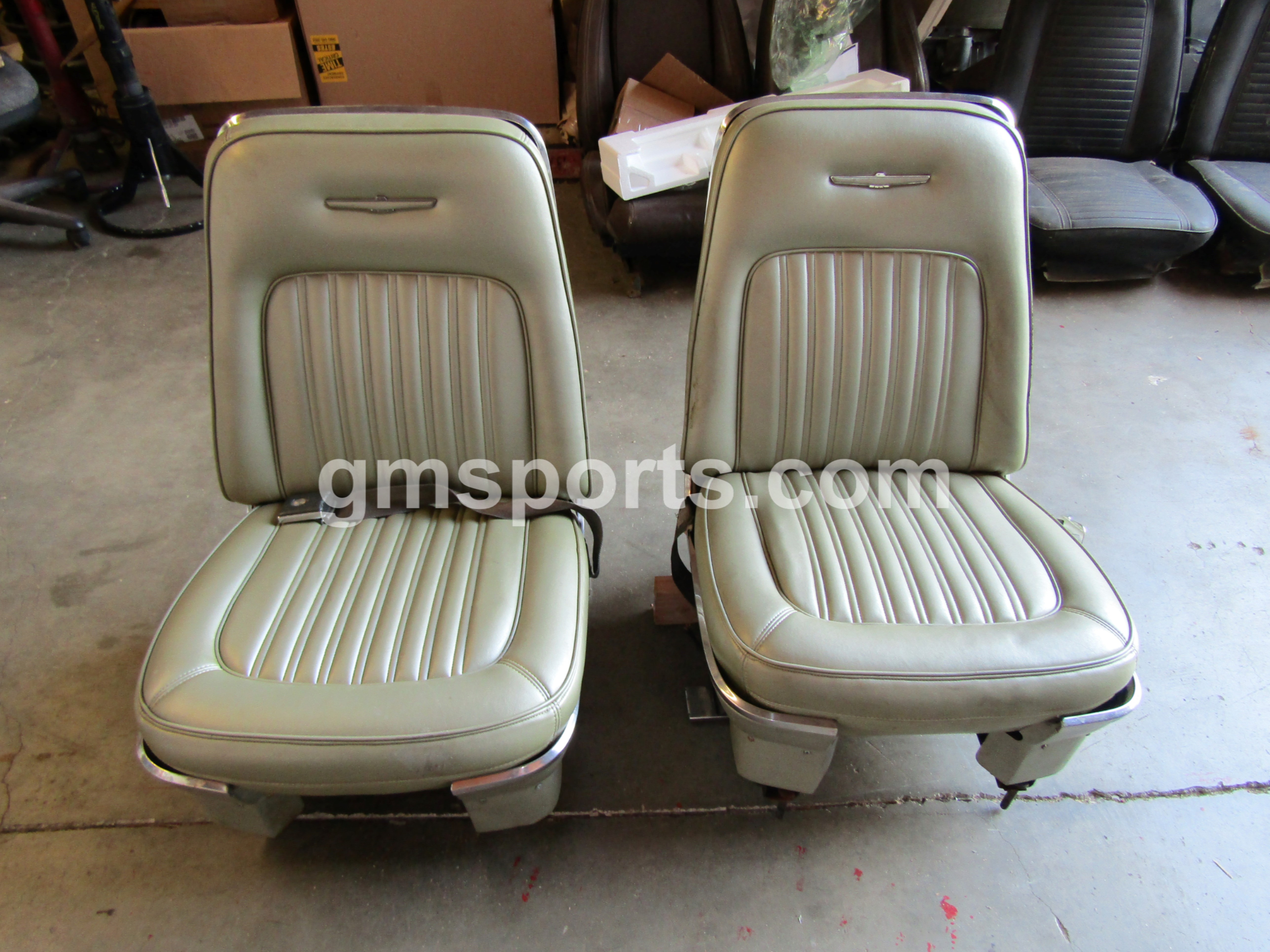 1968, Ford, Thunderbird, Left, Right, Bucket, seat, Set, with, Drivers, Power, Track